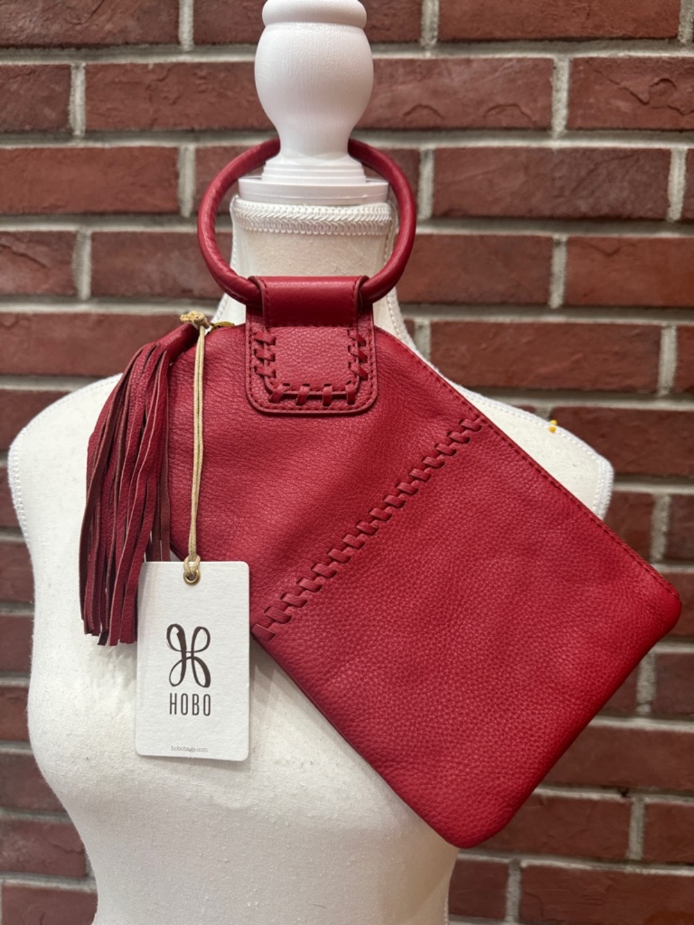 NWT HOBO International Sable Wristlet Clutch Scarlet Red Leather NEW